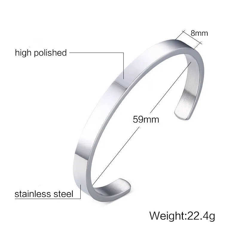 Can be engraved light body opening titanium steel men's bracelet