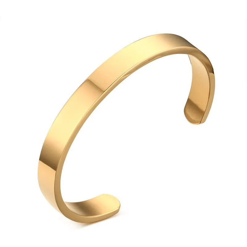 Can be engraved light body opening titanium steel men's bracelet