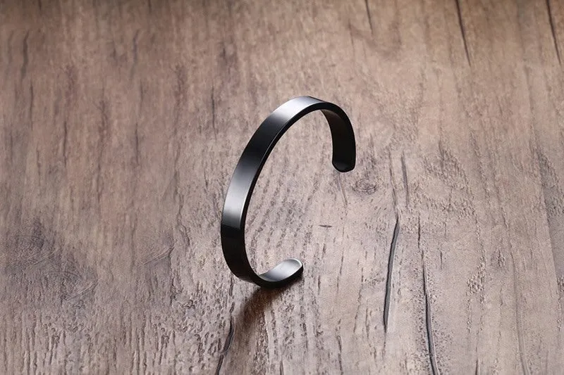 Can be engraved light body opening titanium steel men's bracelet