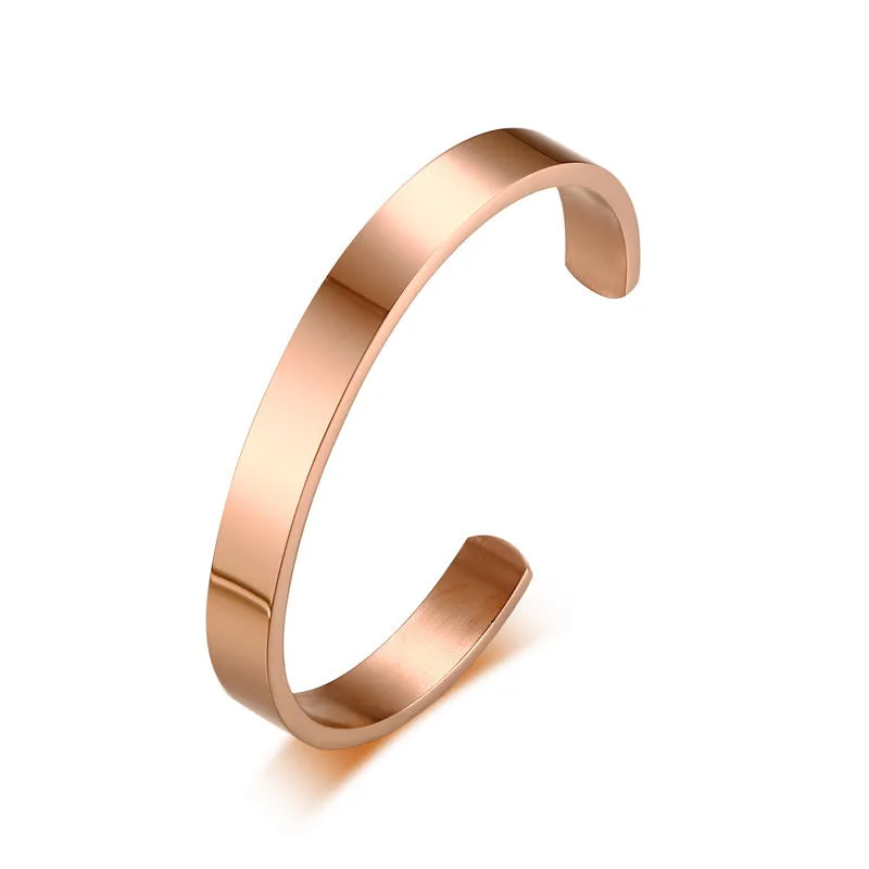 Can be engraved light body opening titanium steel men's bracelet