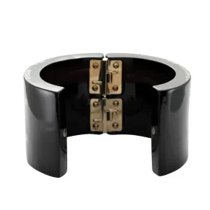 Chanel Black Inlaid Pearl CC Cuff