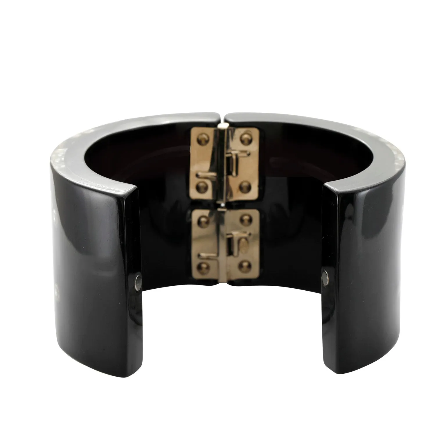 Chanel Black Inlaid Pearl CC Cuff