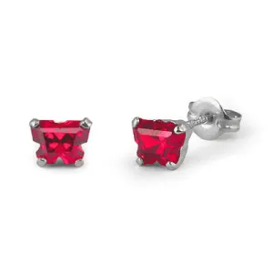 Children Sterling Silver Ruby C.Z. Butterfly Stud Earrings