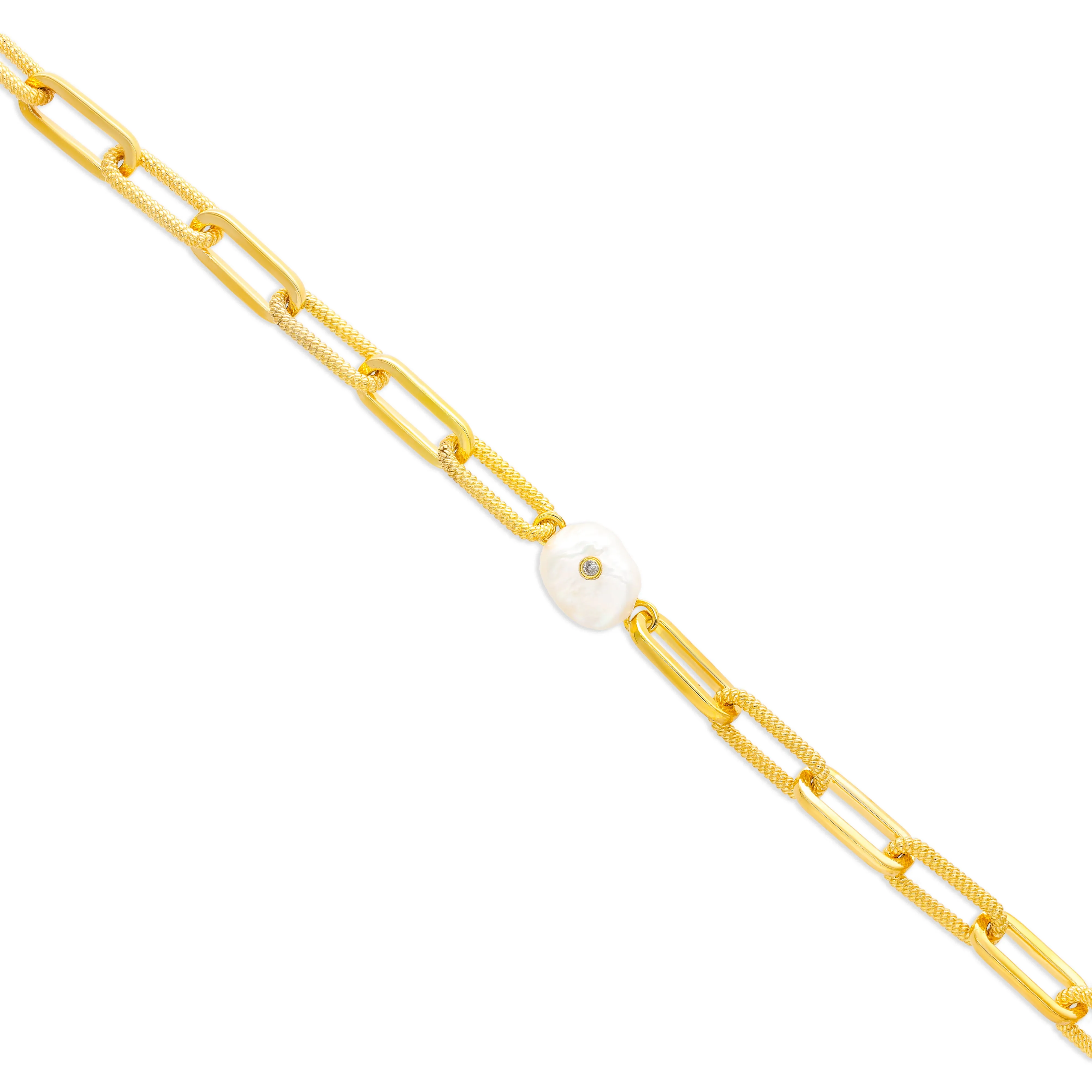 Chunky Link Organic Pearl Vermeil Bracelet