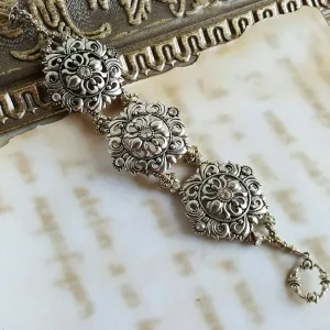 Chunky Tudor Rhinestone Bracelet Renaissance Bridal Jewelry