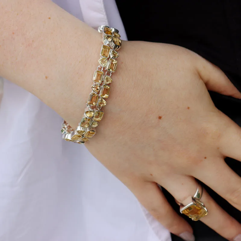 Citrine Boho Style Statement Bracelet
