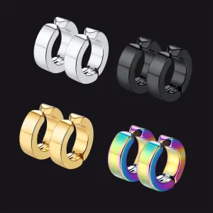 Clip On Small Huggie Hoop Earrings For Men 4 Pairs