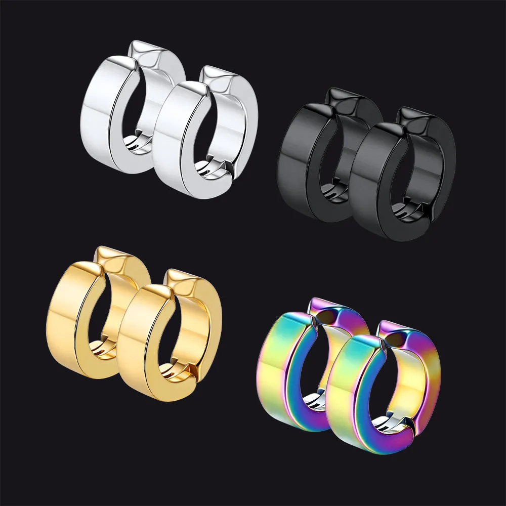 Clip On Small Huggie Hoop Earrings For Men 4 Pairs