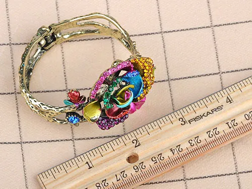 Colorful Abstract Enamel Paint Rose Flower Bracelet Bangle