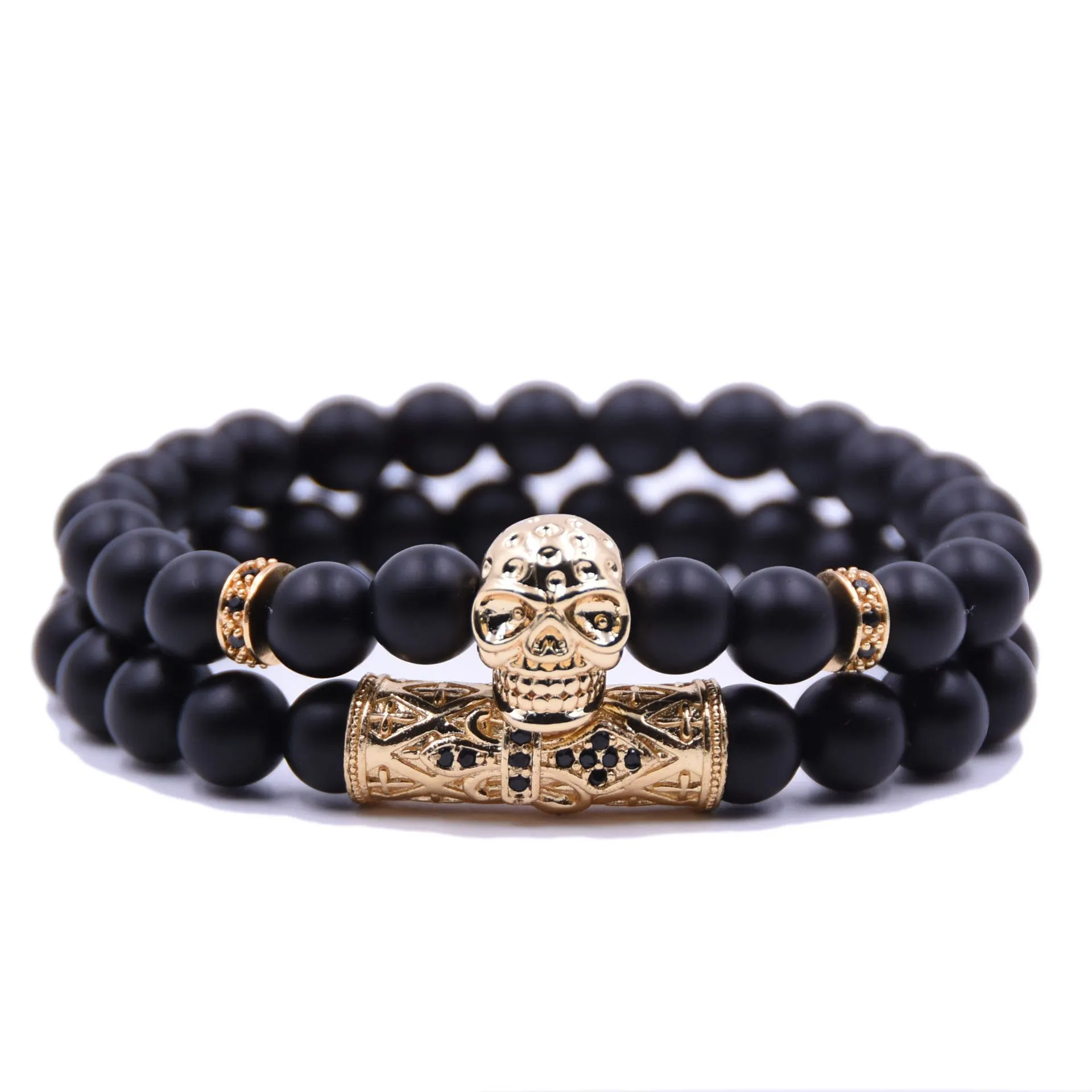 Copper Bracelet with Micro Inlay Skull