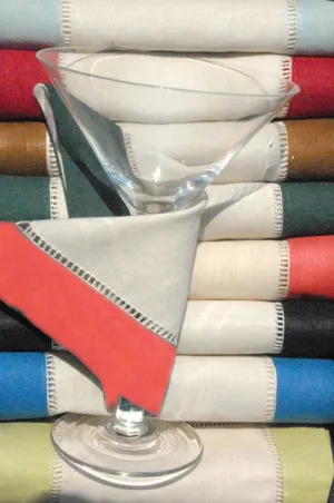 Coral Border Hemstitch Napkin Beige 6" Inch