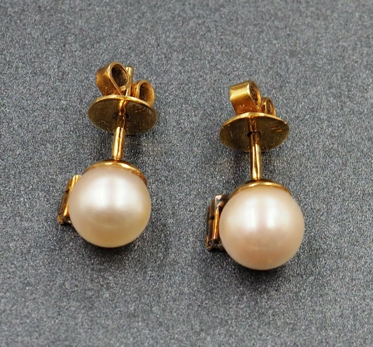Cultured Pearl & Diamond 14ct Yellow Gold Stud Earrings