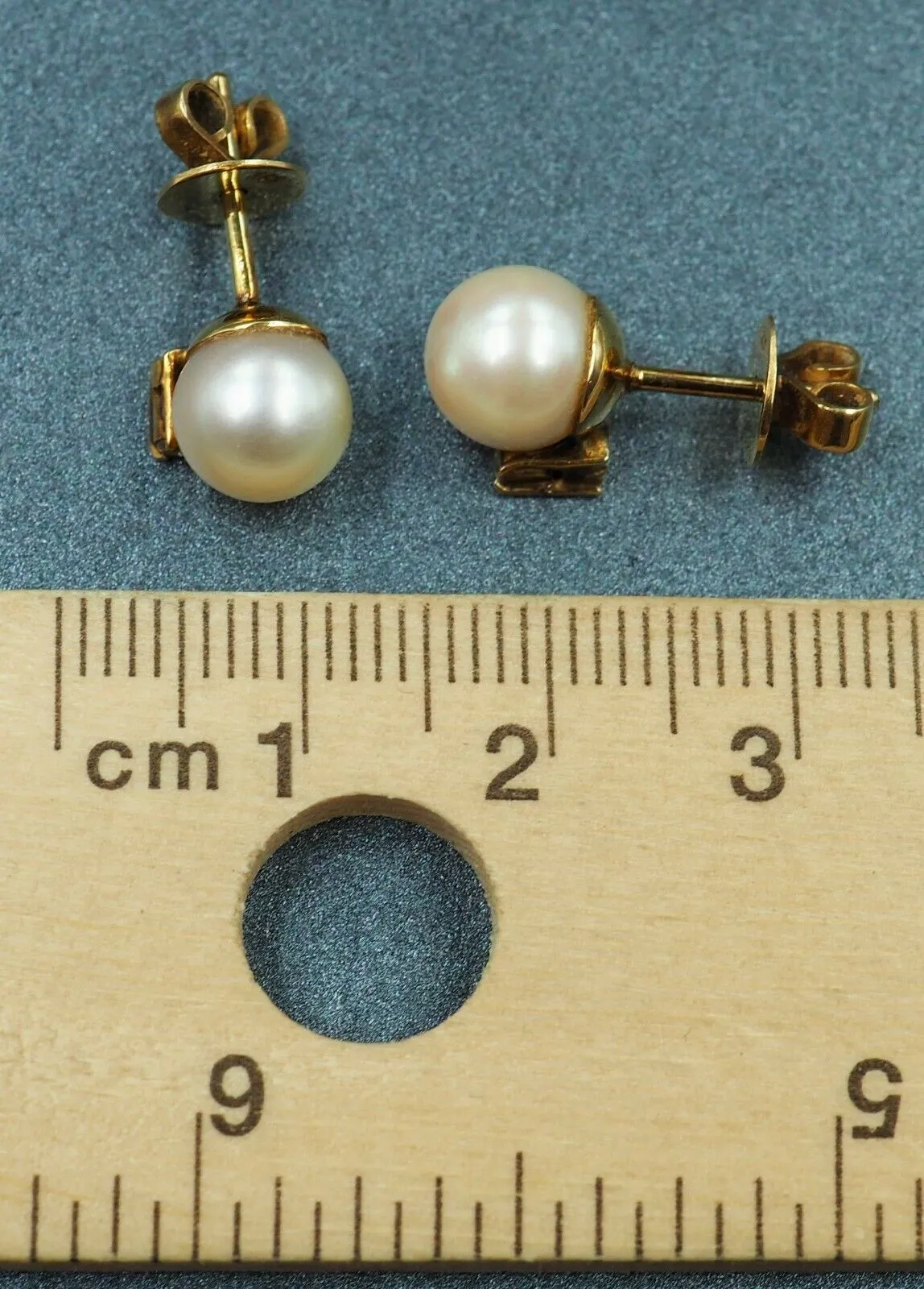 Cultured Pearl & Diamond 14ct Yellow Gold Stud Earrings