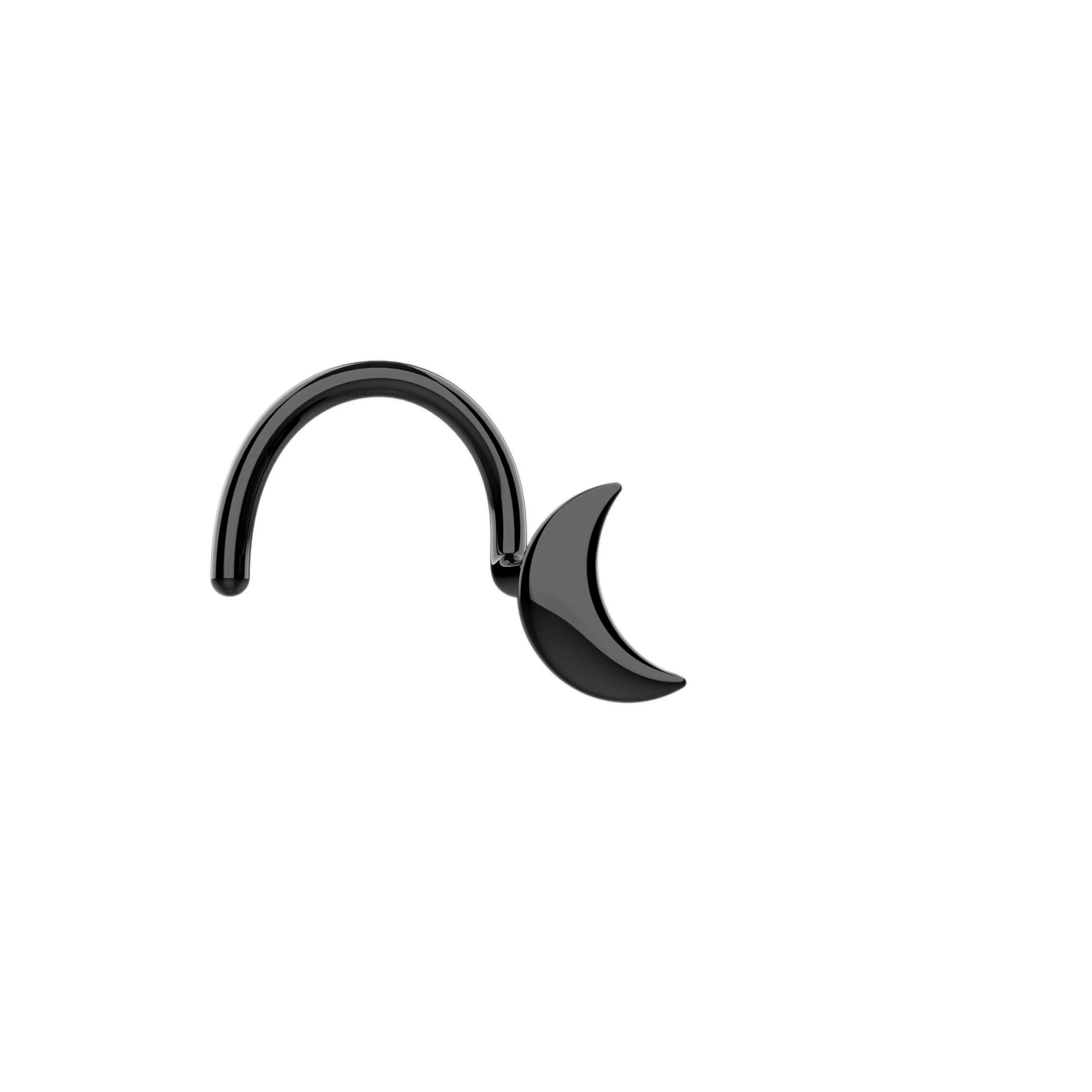 dainty nose ring & small nose stud – moon nose ring