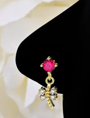 Dainty Pink Dangle Nose Ring – Gold Nose Jewelry for Women