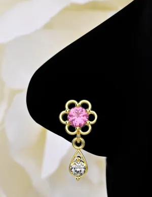 Diamond Dangle Nose Ring | Gold Stud Piercing Jewelry