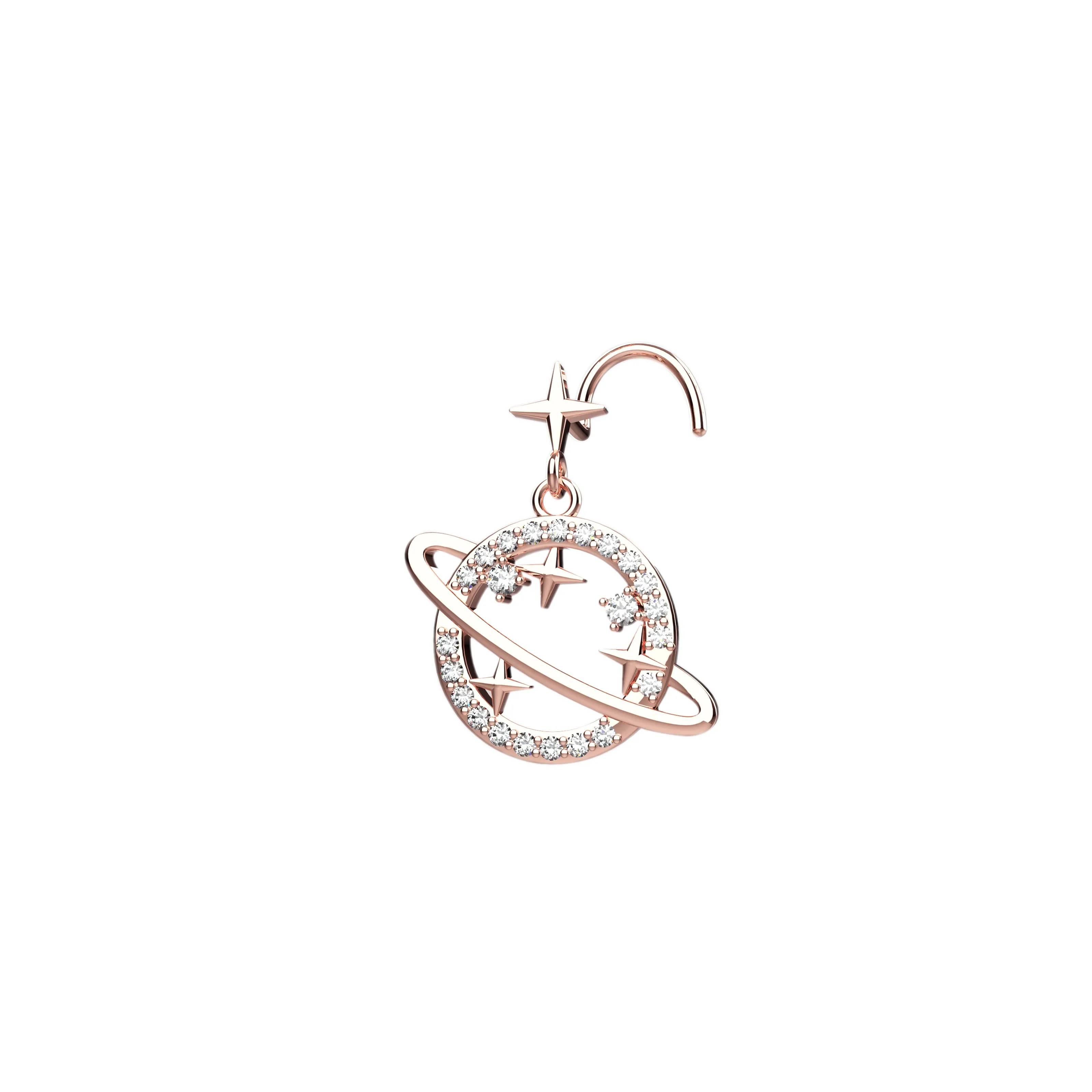 Diamond Nose Ring & Dangle Nose Ring – Star Nose Piercing