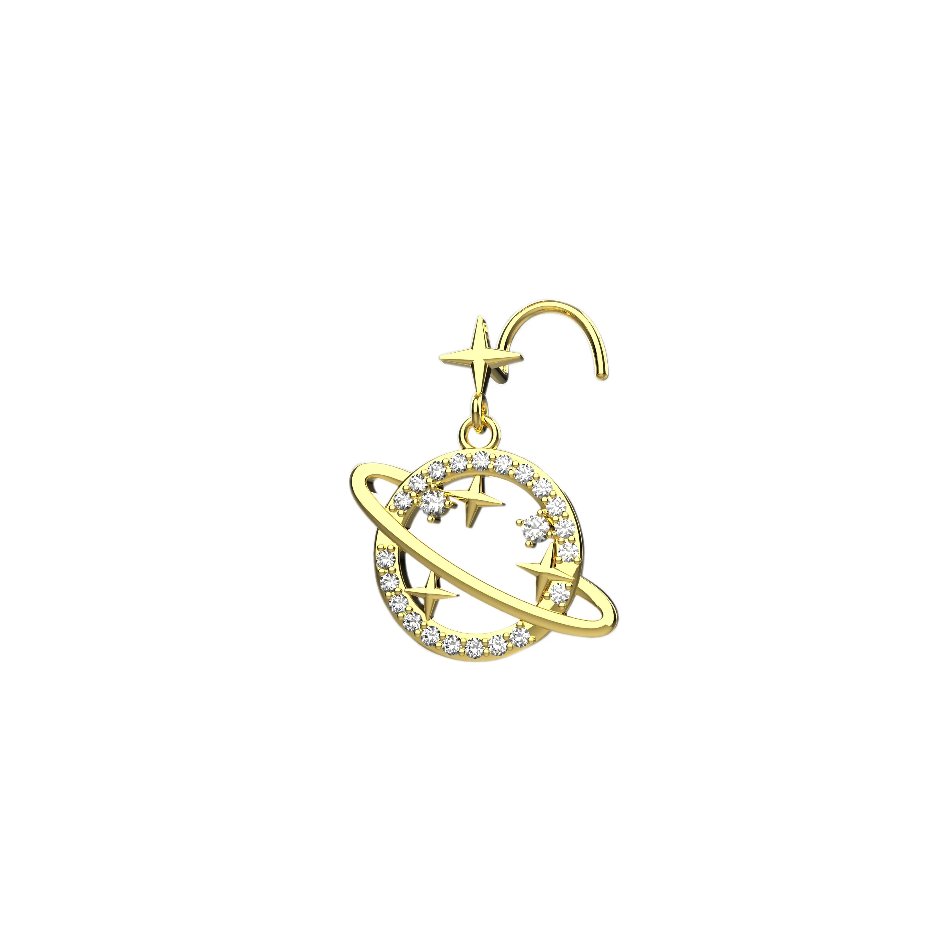 Diamond Nose Ring & Dangle Nose Ring – Star Nose Piercing