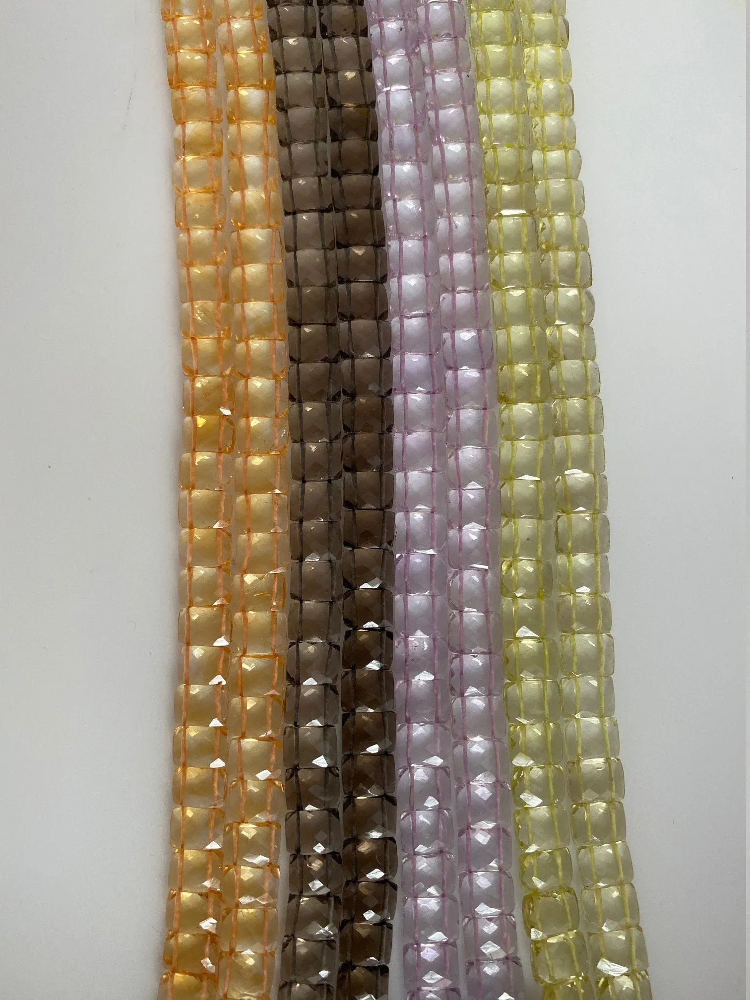 Double Drill Gemstones, Very high quality, Transparent, faceted Natural Gemstones Tile shaped with 2 holes drilled through, Chiclets Shape.