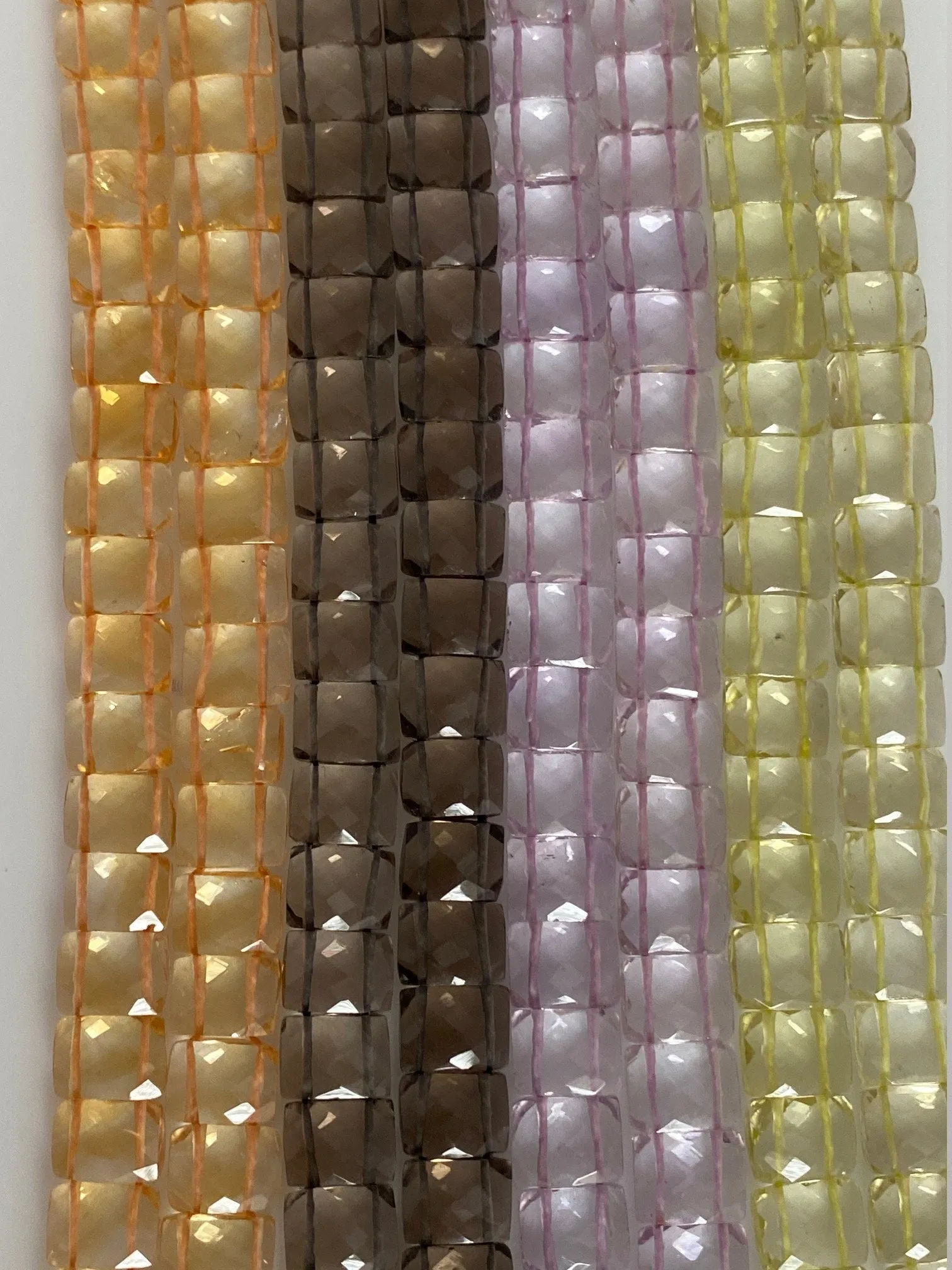 Double Drill Gemstones, Very high quality, Transparent, faceted Natural Gemstones Tile shaped with 2 holes drilled through, Chiclets Shape.