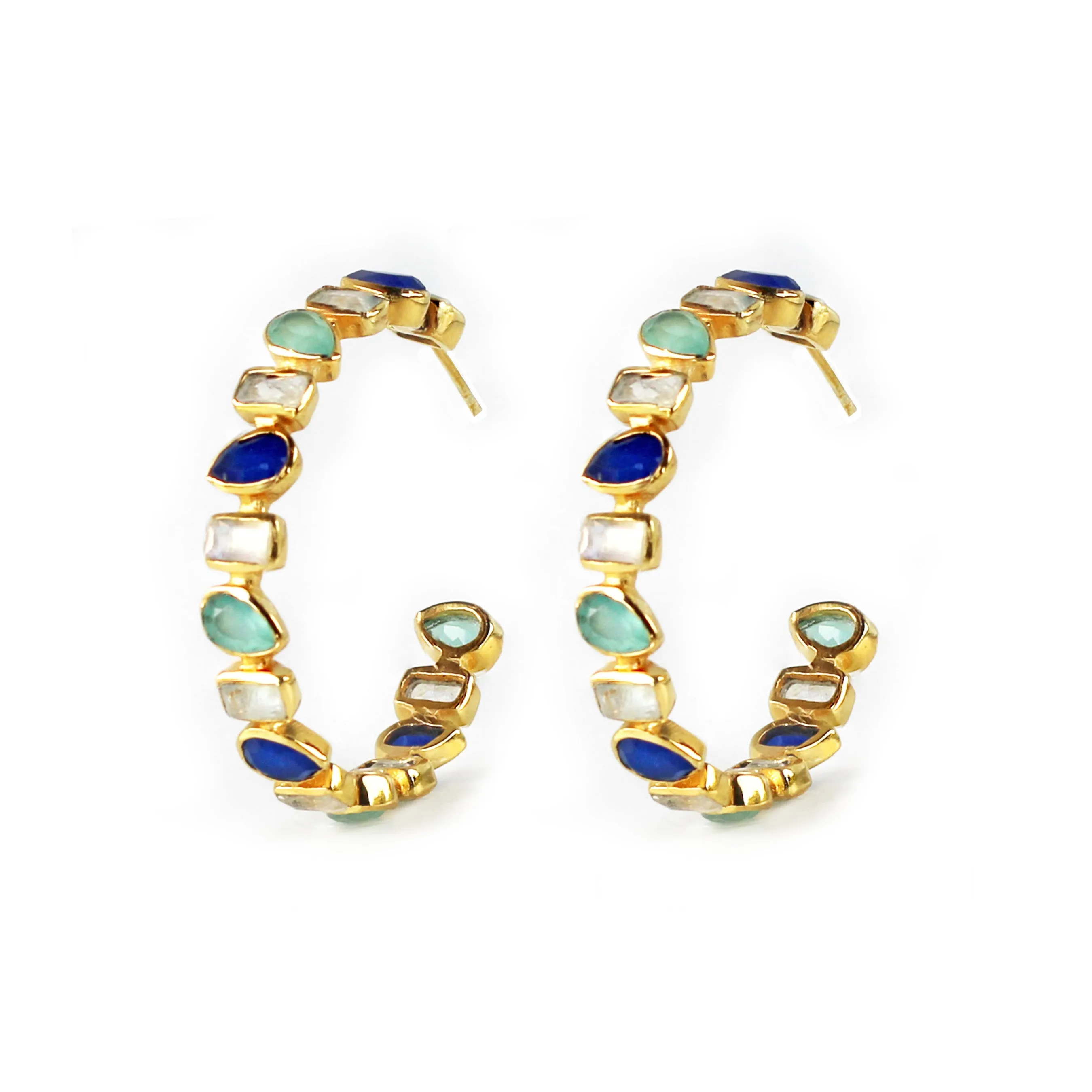 Earrings -  Mixed Hoops in Blues