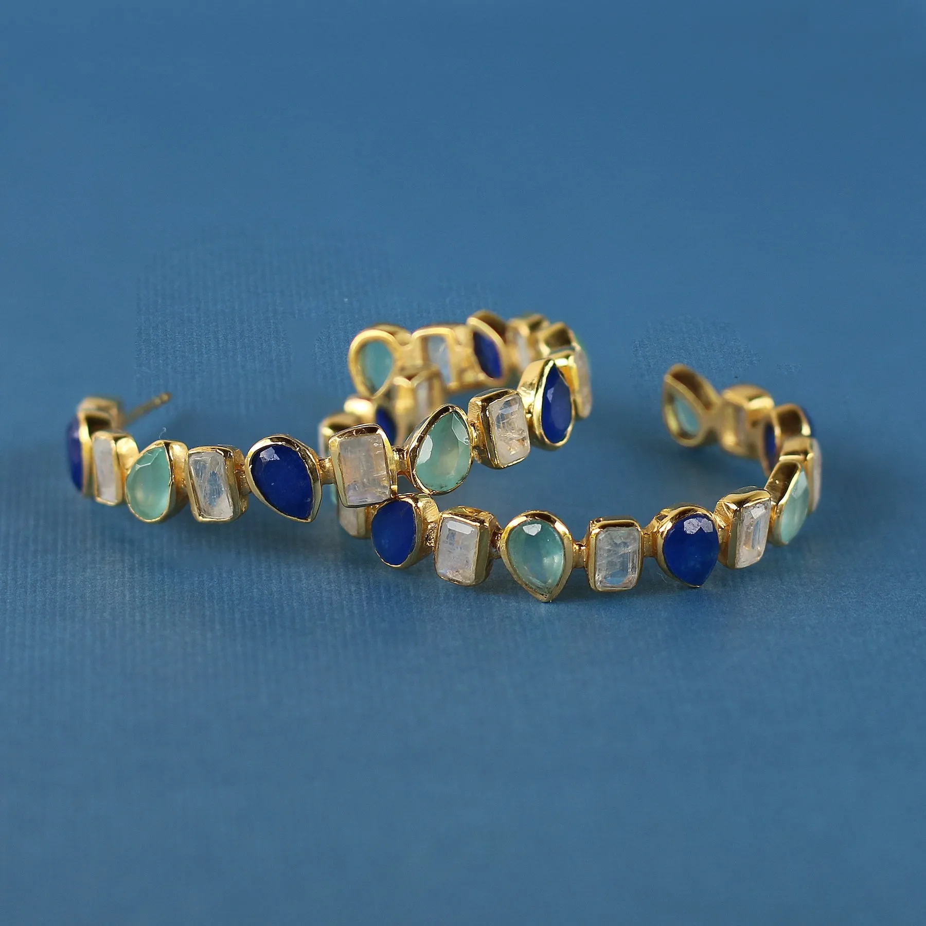 Earrings -  Mixed Hoops in Blues