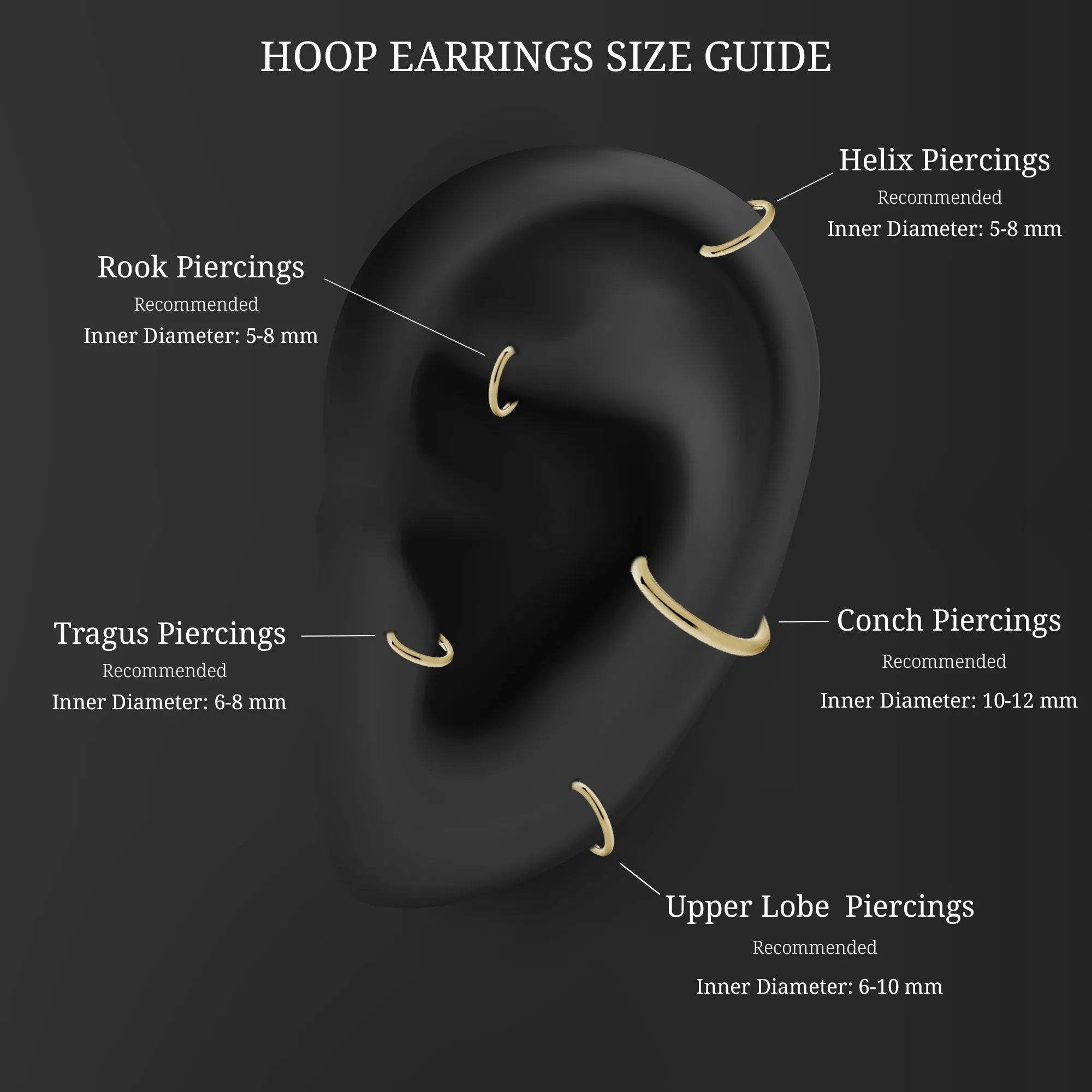 Elegant Moissanite Gold Hoop Earring for Conch Piercing