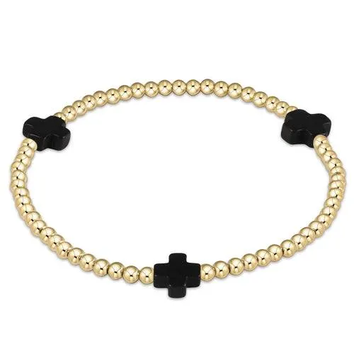 Enewton extends signature cross gold pattern 3mm bead bracelet onyx