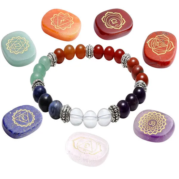 Engraved Chakra Bracelet & Stone Kit