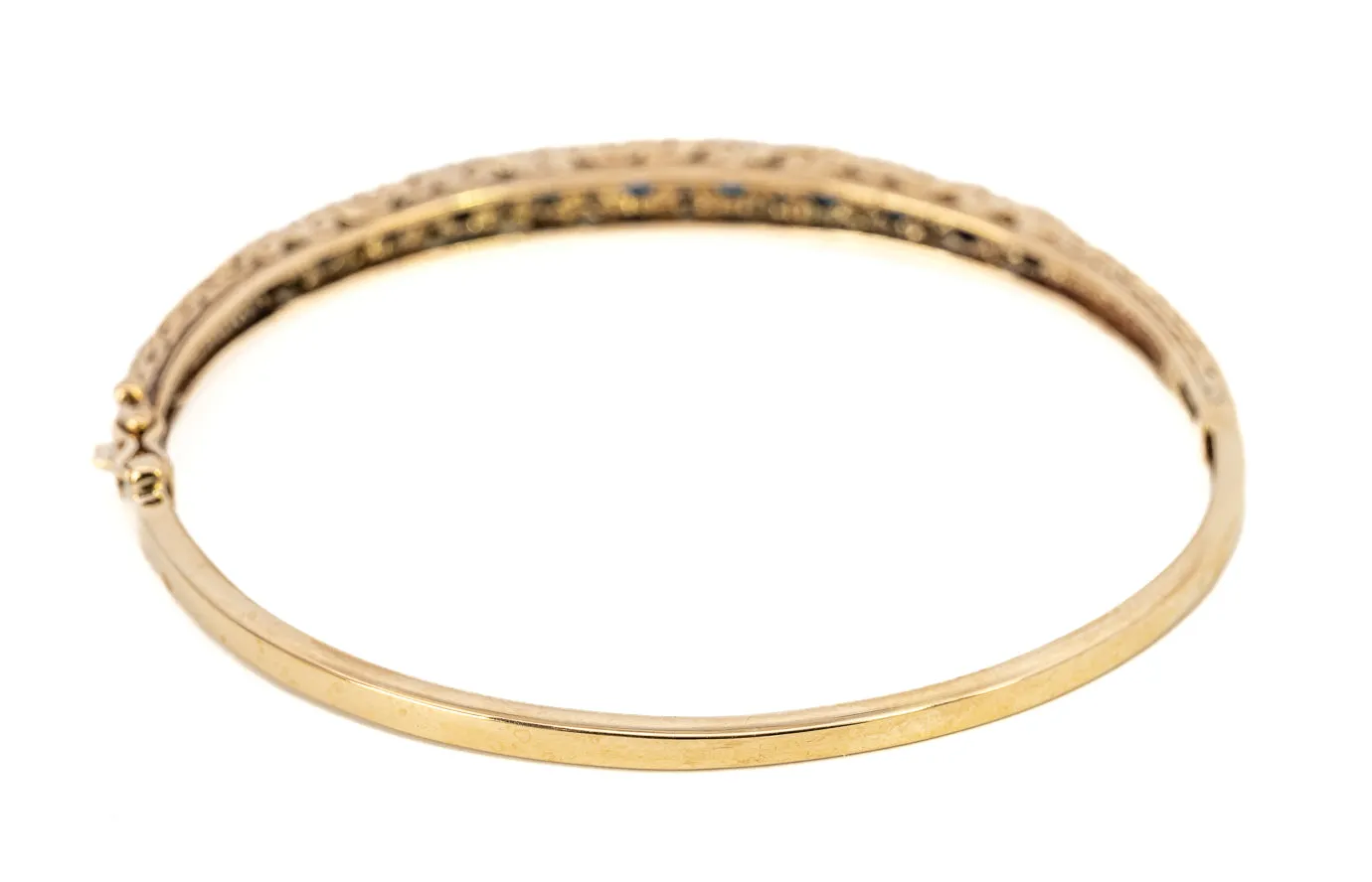 Exquisite 9ct Yellow Gold Sapphire & Diamond Bangle