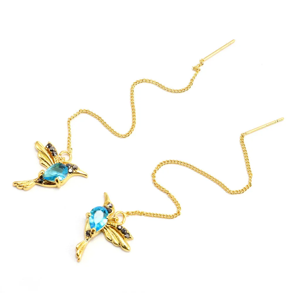 Fashion Temperament Tassel Symmetrical Zircon Water Drop Long Earrings