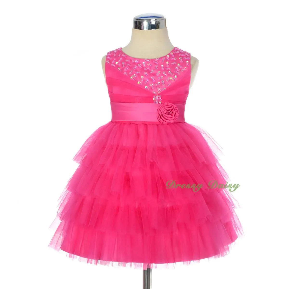 FG308 Girls Beaded Tulle Flower Girl Dresses Pageant Party Occasion Dress Size 2-8