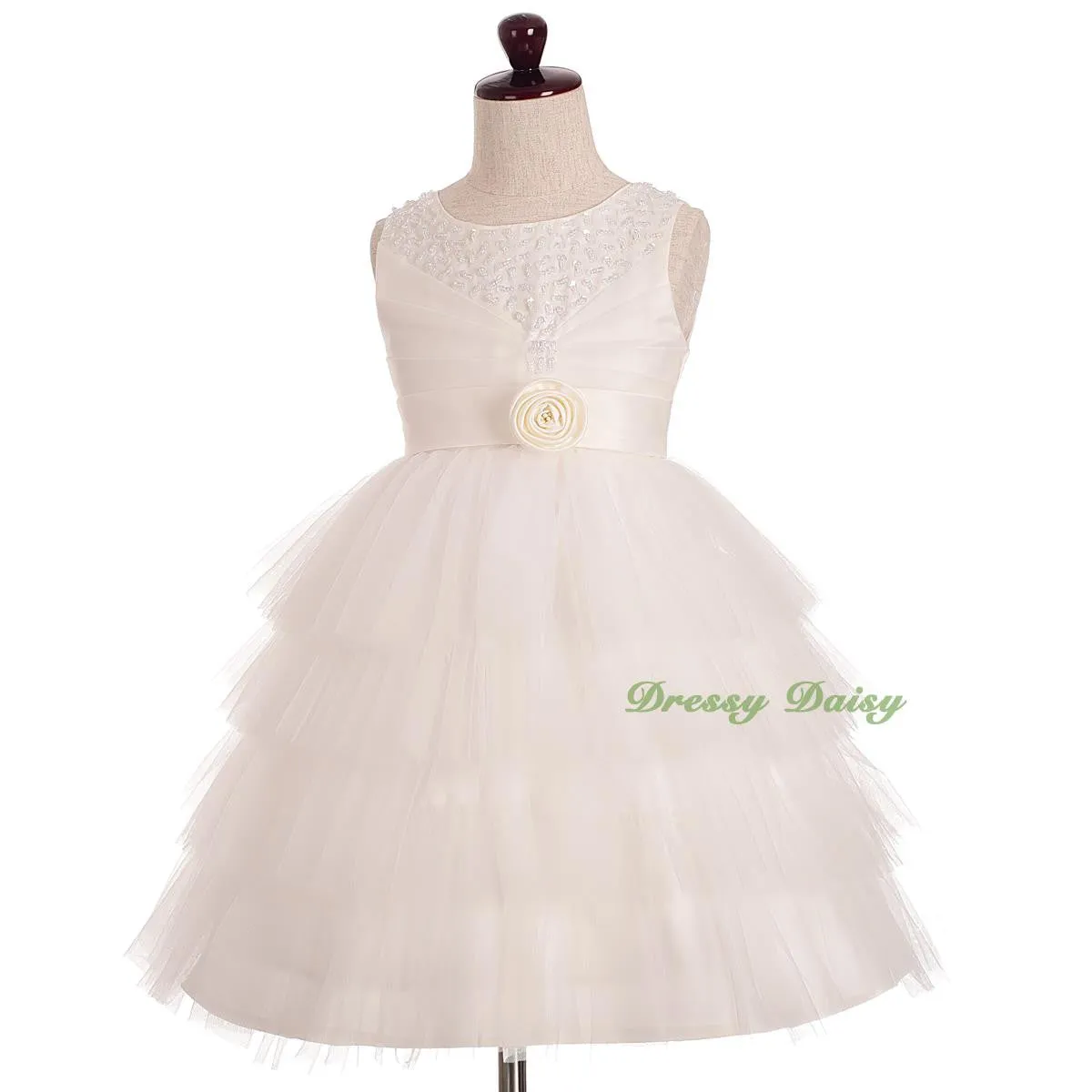 FG308 Girls Beaded Tulle Flower Girl Dresses Pageant Party Occasion Dress Size 2-8