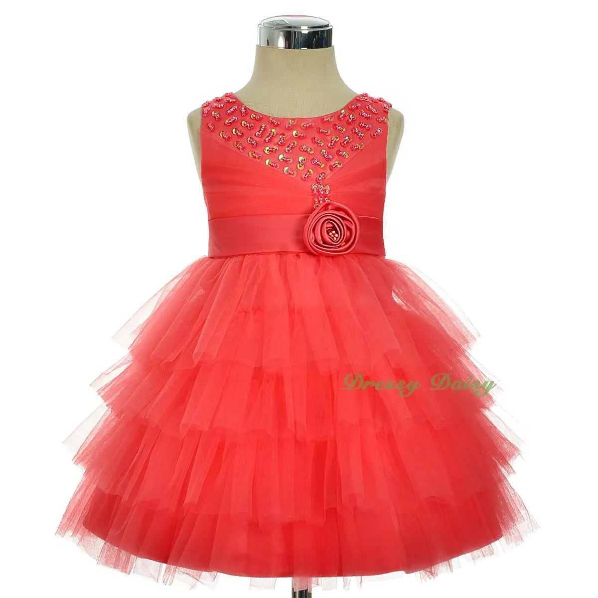 FG308 Girls Beaded Tulle Flower Girl Dresses Pageant Party Occasion Dress Size 2-8