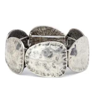 Flat Disk Bracelet Antique Silver
