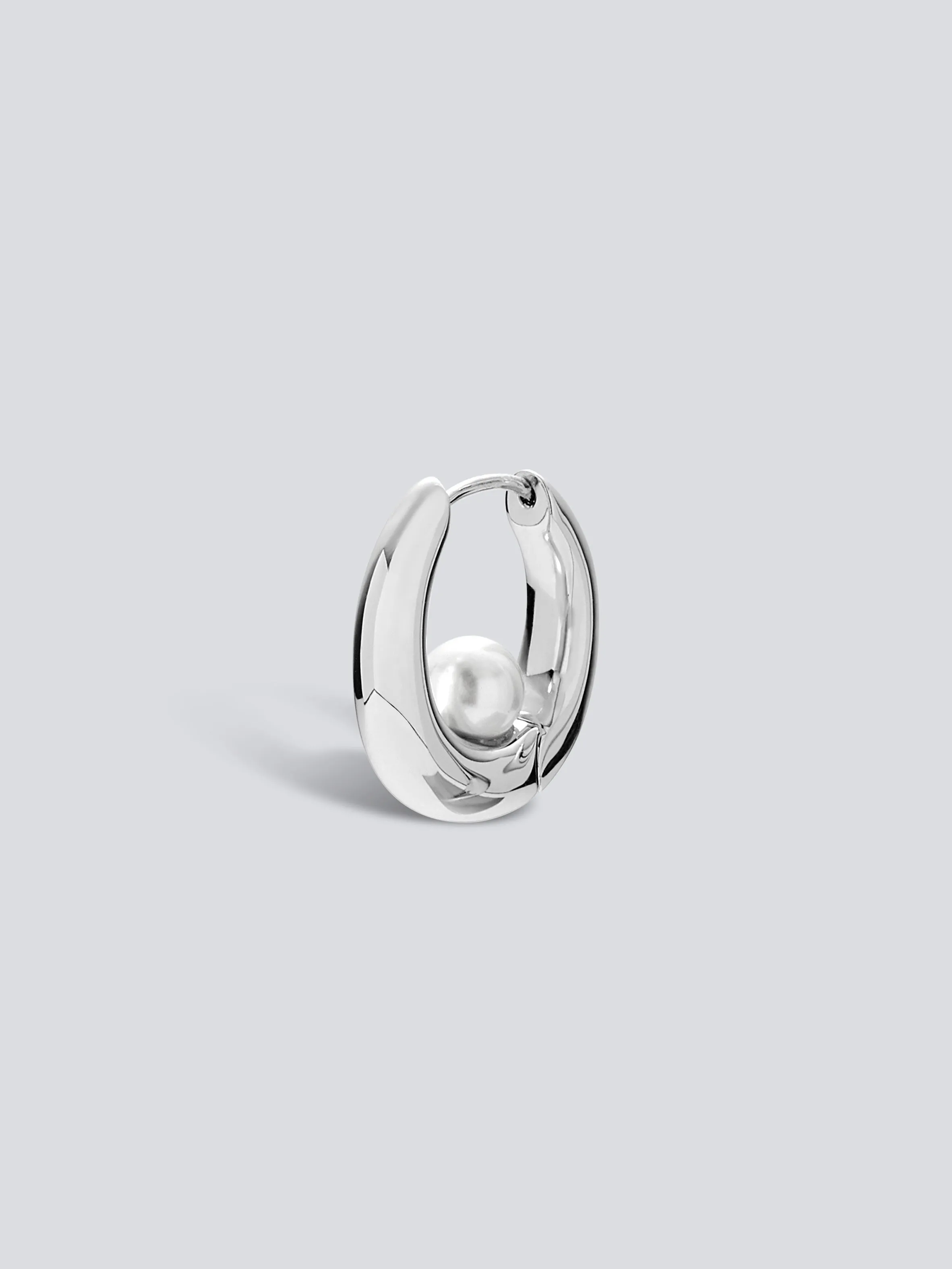 Floating Pearl Hoop Earring
