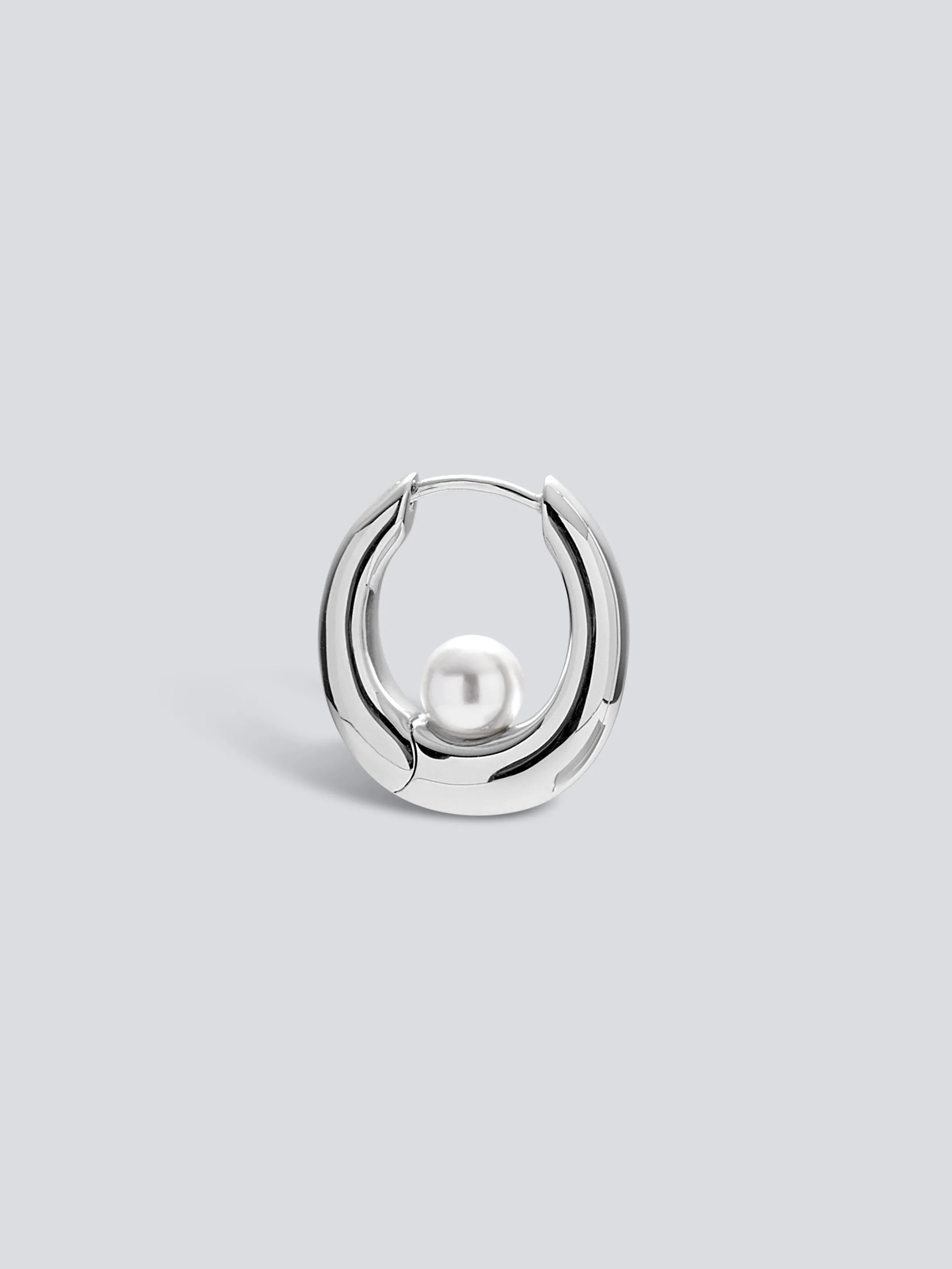 Floating Pearl Hoop Earring