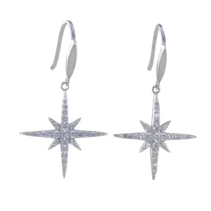 Follow that Star Sterling Silver and Pavé Drop Earrings