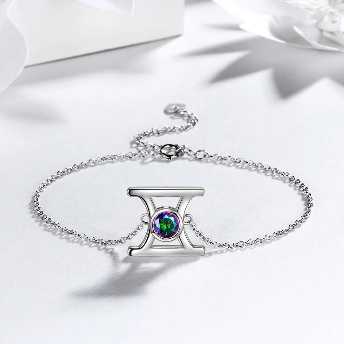 Gemini Bracelet Women Girls Jewelry Birthday Gift Mystic Topaz Sterling Silver