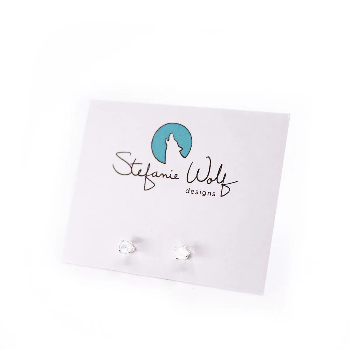 Genuine Rainbow Moonstone Sterling Silver Post Earrings