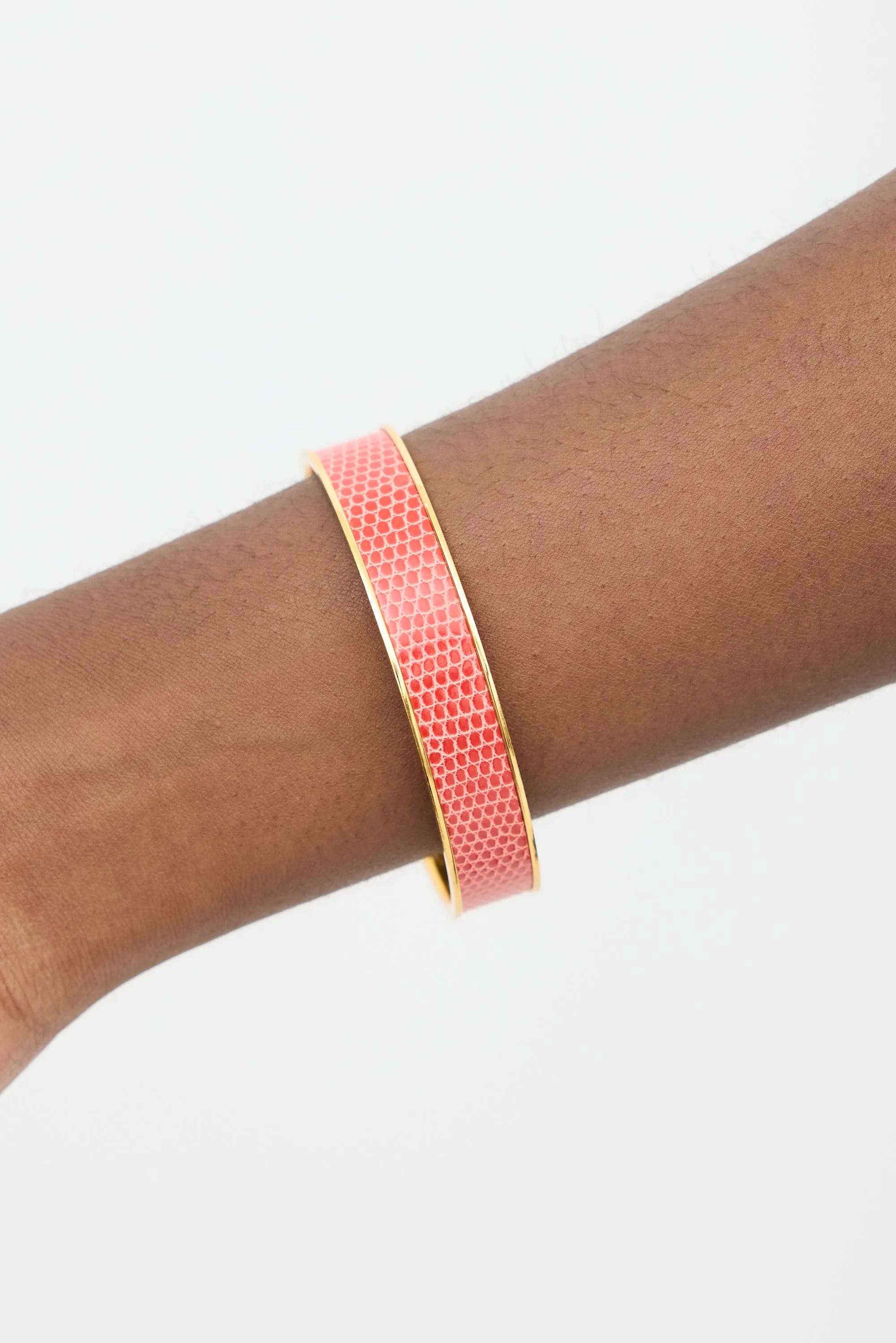 Gold & Red Exotic Leather Kawaii Bangle Bracelet