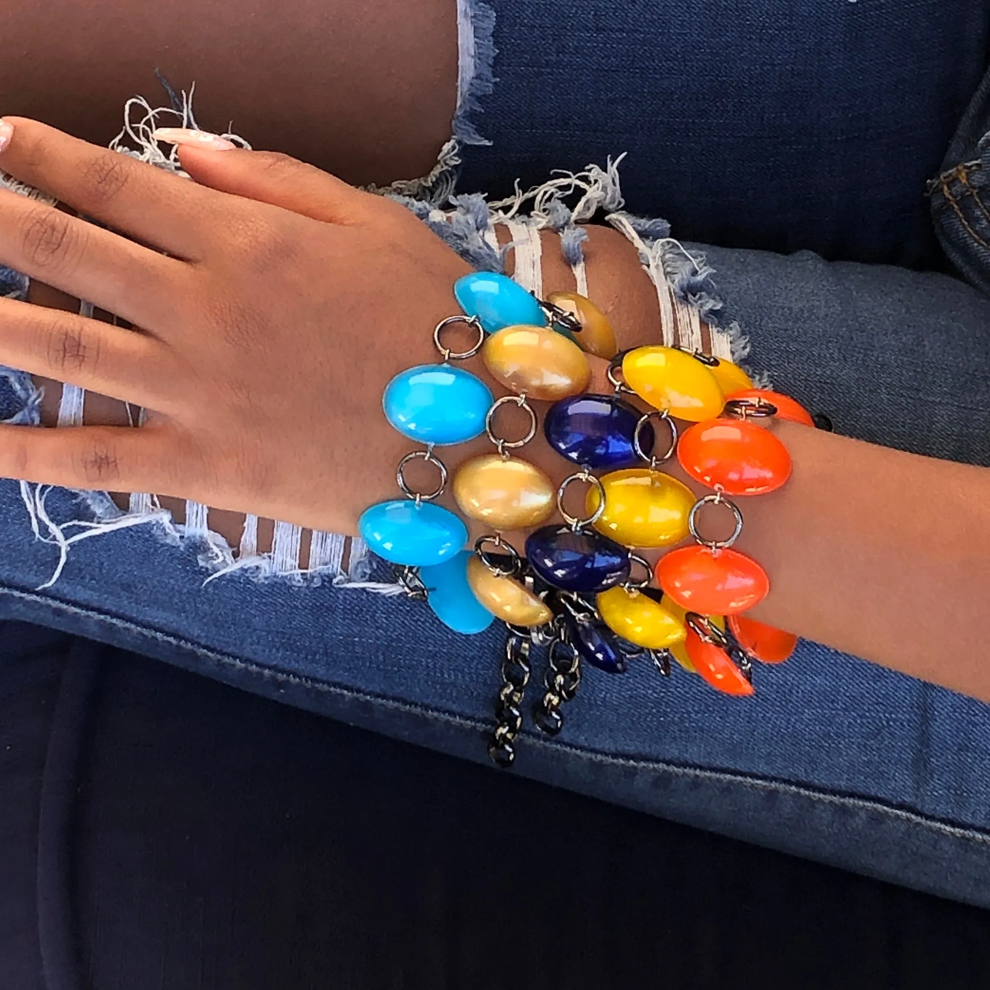 Gold Aura Jelly Bean Stations Bracelet