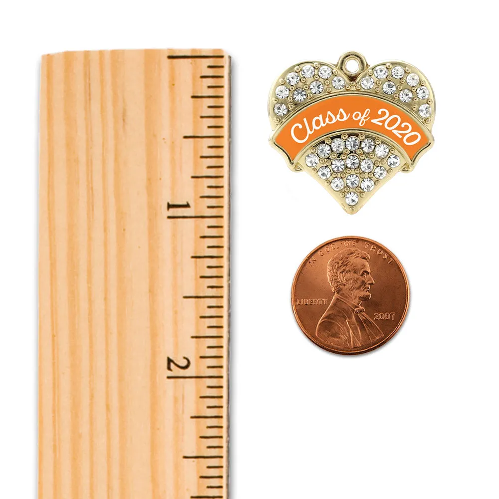 Gold Class of 2020 - Orange Pave Heart Charm Toggle Bracelet