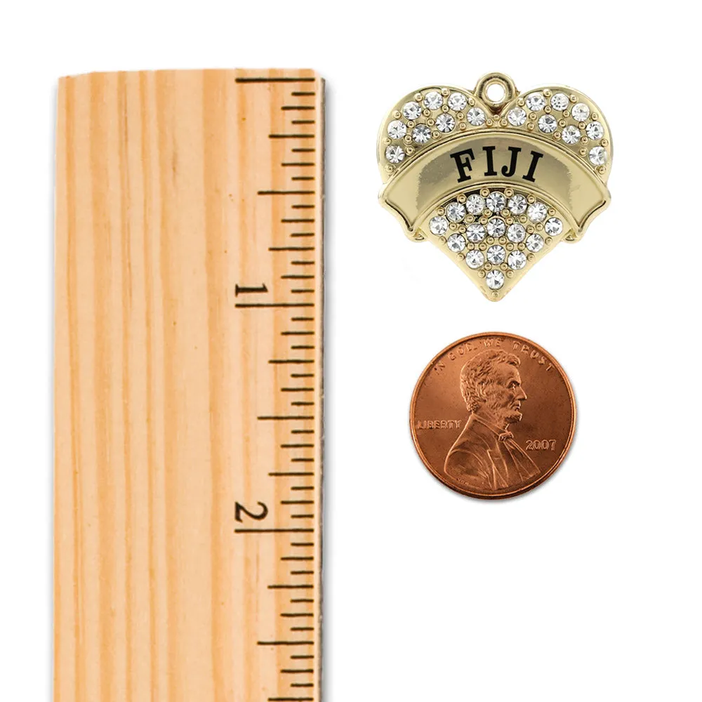 Gold Fiji Pave Heart Charm Toggle Bracelet