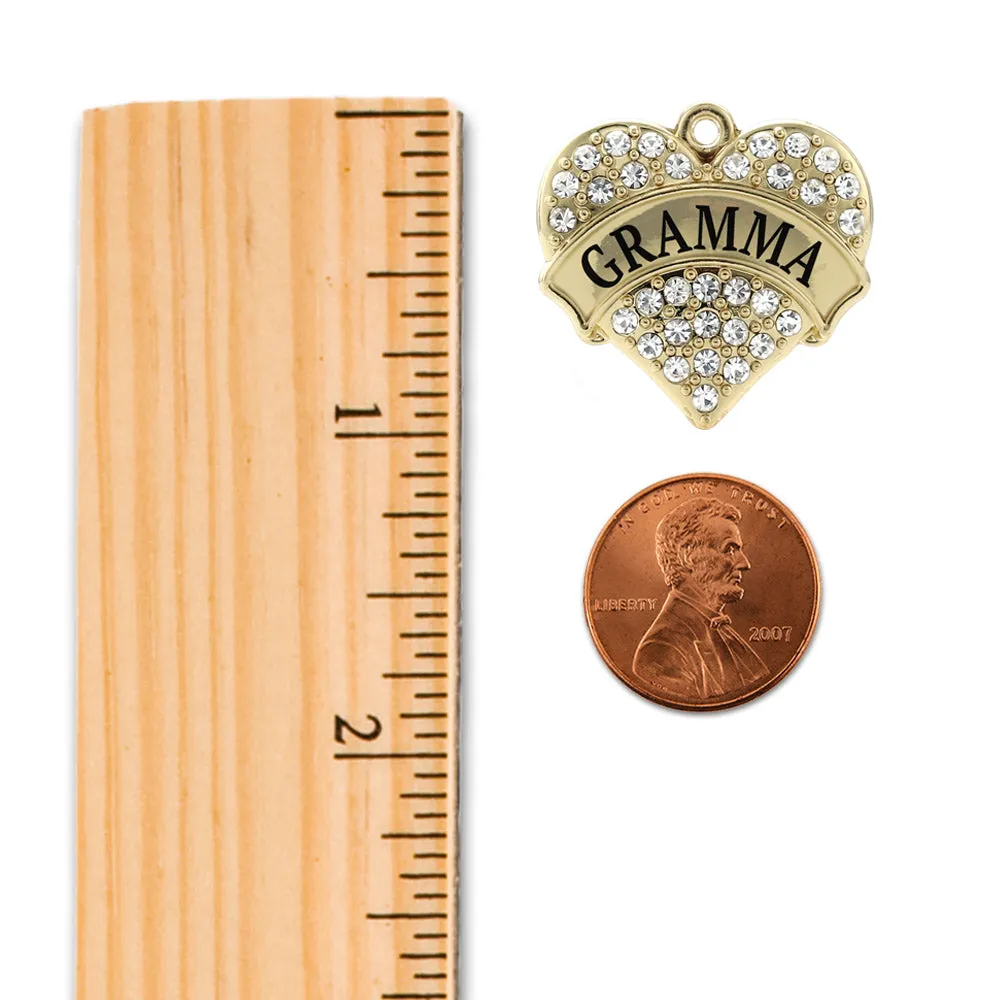 Gold Gramma Pave Heart Charm Toggle Bracelet