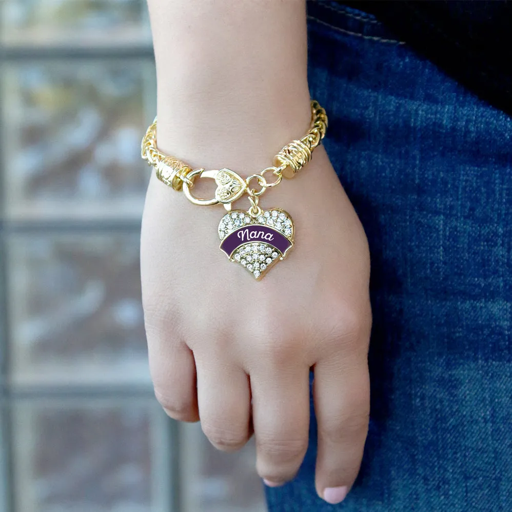 Gold Plum Nana Pave Heart Charm Braided Bracelet