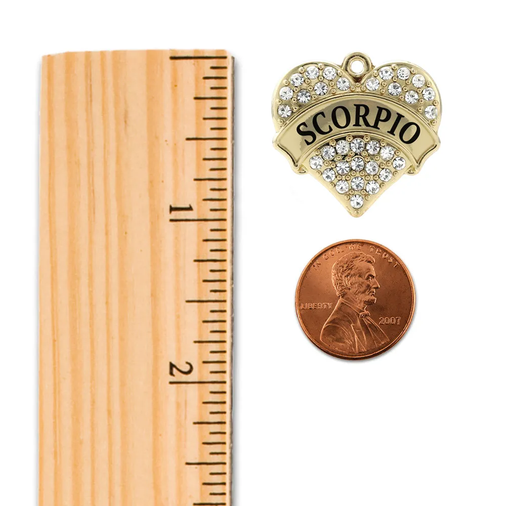 Gold Scorpio Zodiac Pave Heart Charm Toggle Bracelet