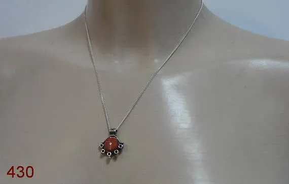 Handcrafted Sterling Silver coral Pendant ,chain ,CHRISTMAS , ( 430)