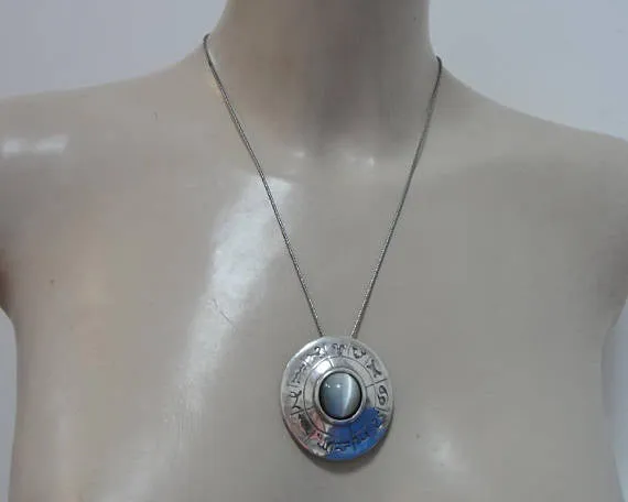 Handmade 925 sterling silver Cat 's Eye pendant, Silver necklace, pendant, Birthday Gift, Everyday, Christmas Gift, Free Shipping (4803