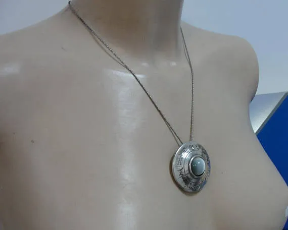 Handmade 925 sterling silver Cat 's Eye pendant, Silver necklace, pendant, Birthday Gift, Everyday, Christmas Gift, Free Shipping (4803